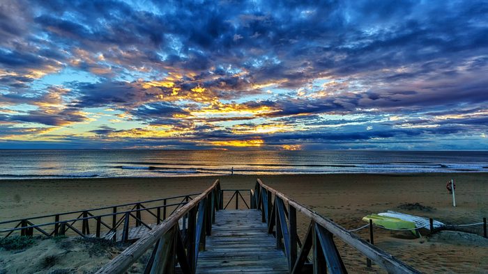 Sunset over the water at La Mata